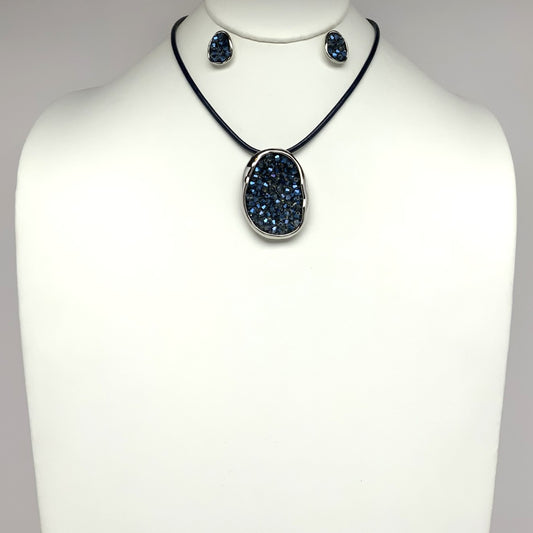 Crystal Pendant Cord Necklace