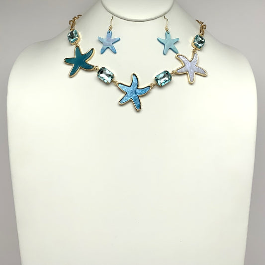 Lucite Starfish Necklace Set