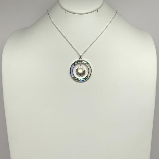 Circle Abalone Clam Shell Necklace