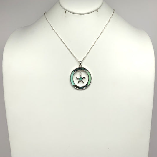 Abalone Circle Turtle Necklace