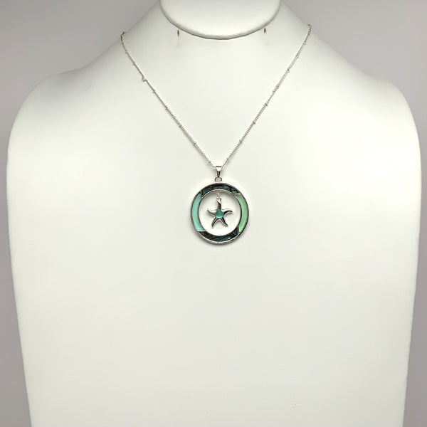 Abalone Circle Turtle Necklace