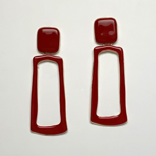 Rounded Rectangle Clip Earrings