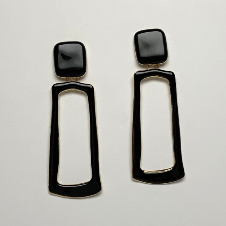 Rounded Rectangle Clip Earrings