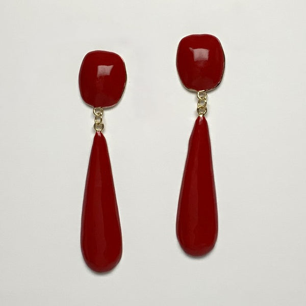 Rounded Square Teardrop Clip On Earrings