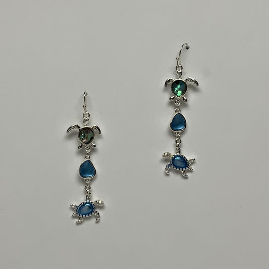 Turtle Drop Abalone Earrings