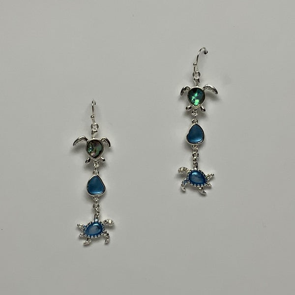 Turtle Drop Abalone Earrings