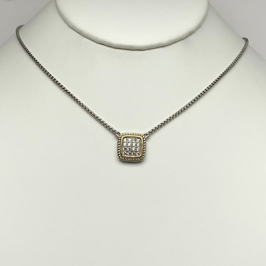 Snake Chain Cubic Zirconia Square Necklace