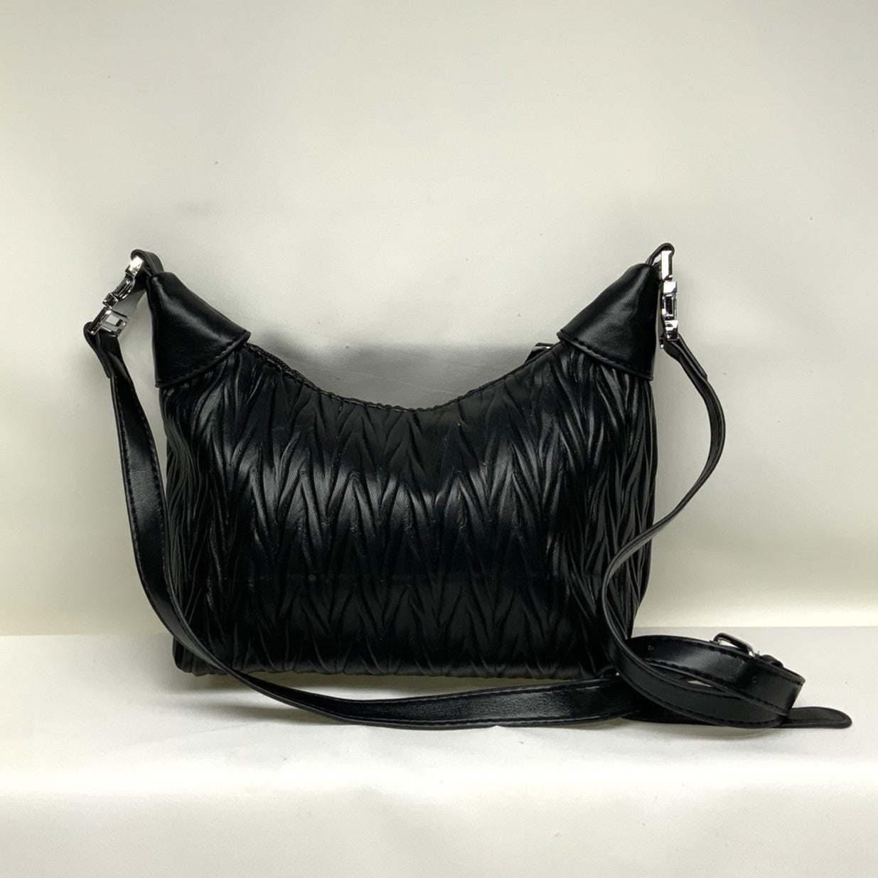 Textured Crossbody Buckle Bag