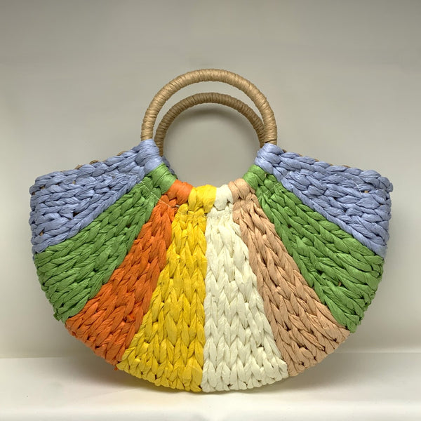 Straw Canvas Circle Handle Handbag (AC-40)