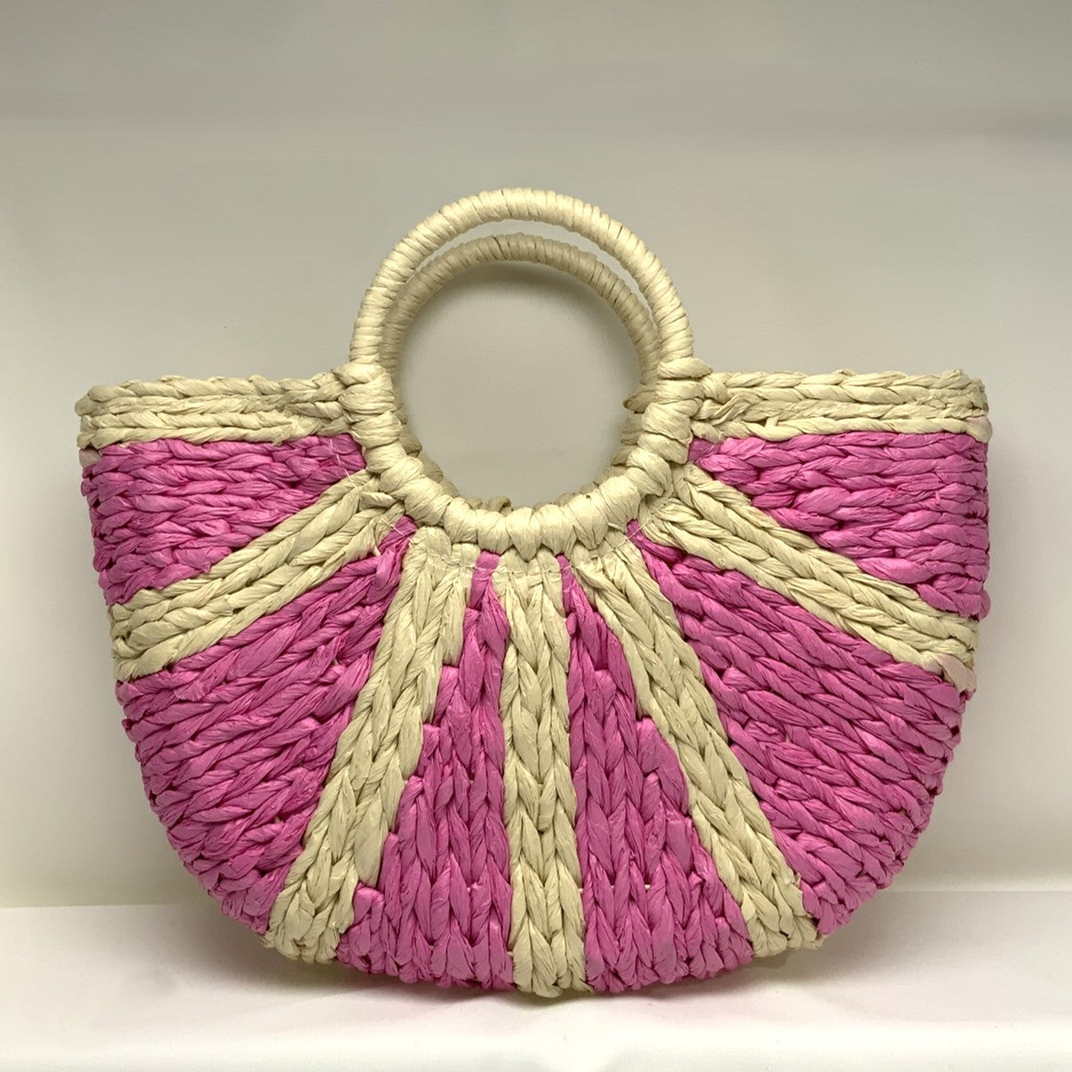 Thick Straw Wicker Two Toned Handbag