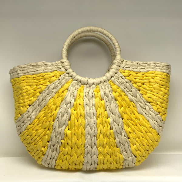 Thick Straw Wicker Two Toned Handbag