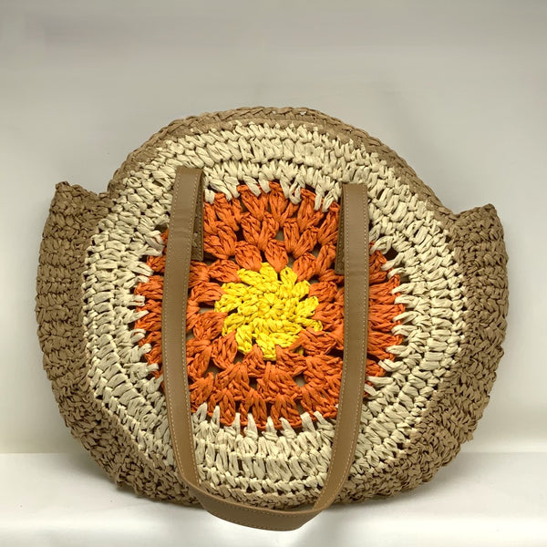 Straw Colorful Flower Pattern Shoulder Bag (AC-69)