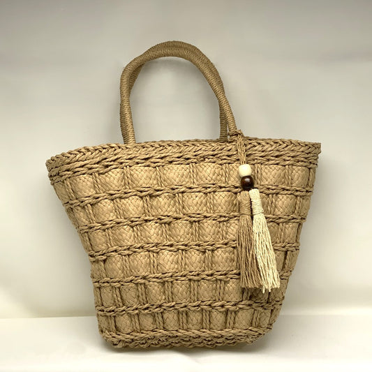 Square Twine Block Beaded Tassel Handbag (AC-89)