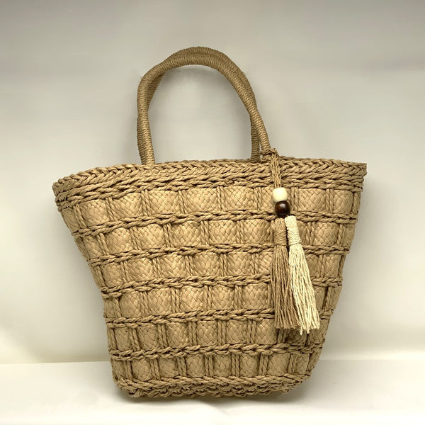 Square Twine Block Beaded Tassel Handbag (AC-89)
