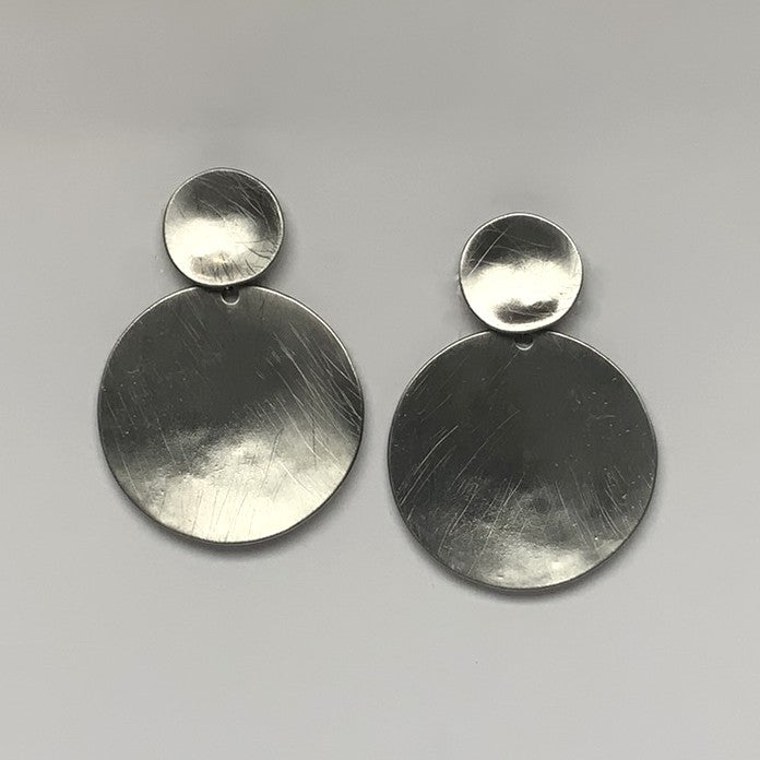 Large Flat Circle Drop Clip Earring