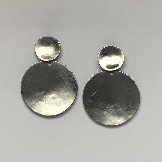 Large Flat Circle Drop Clip Earring