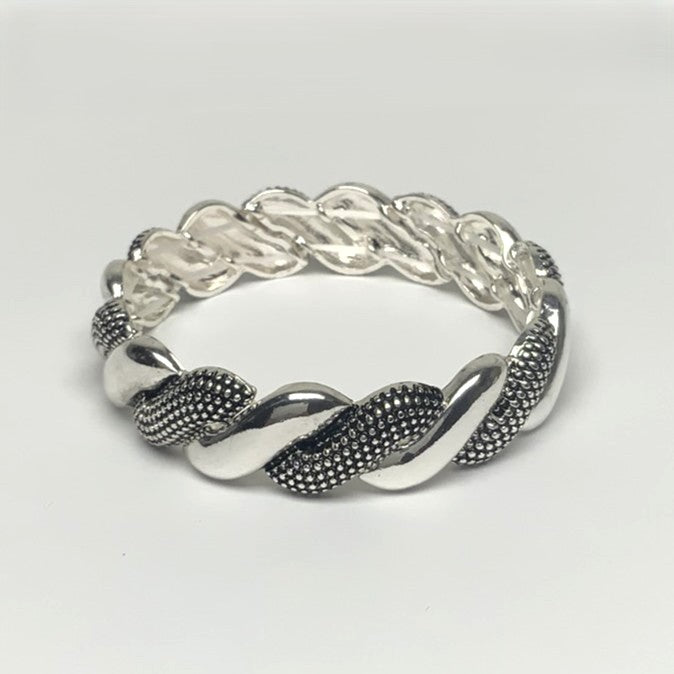 Designer look Metal Solid and Dots Twisted Stretch Bracelet