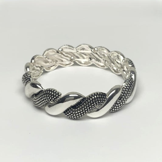 Designer look Metal Solid and Dots Twisted Stretch Bracelet