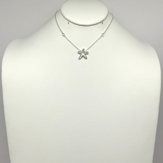Short Rhinestone Cut-out Starfish Necklace