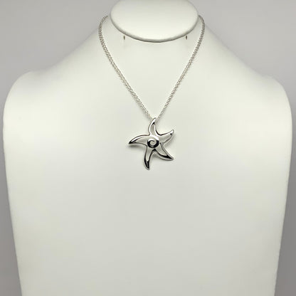 Long Metal Swirl Starfish Necklace