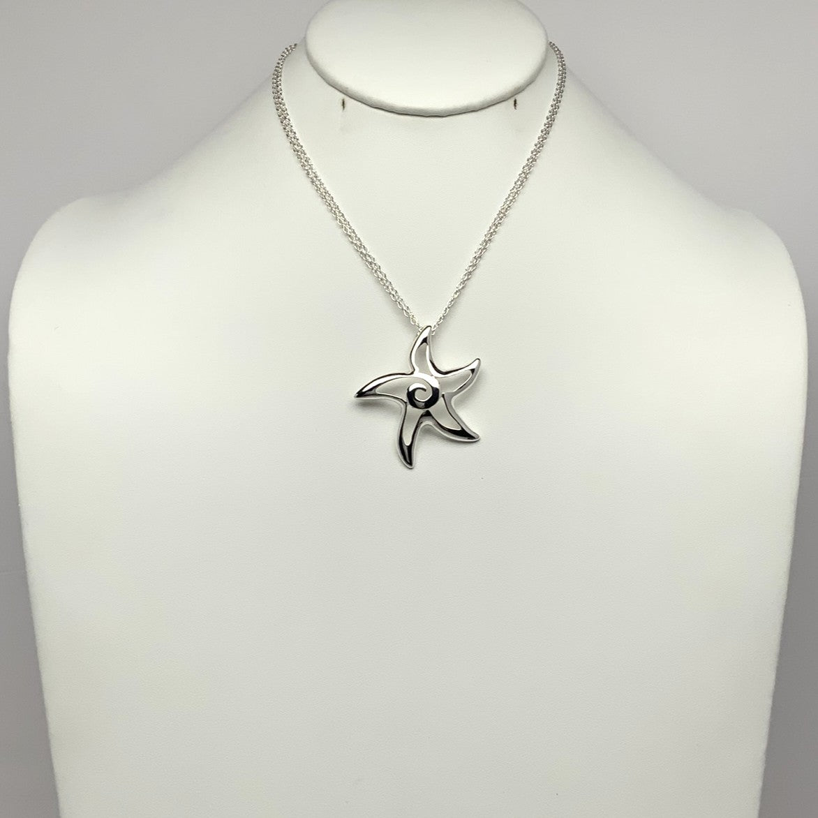 Long Metal Swirl Starfish Necklace
