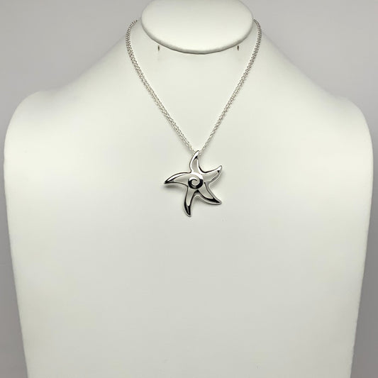 Long Metal Swirl Starfish Necklace