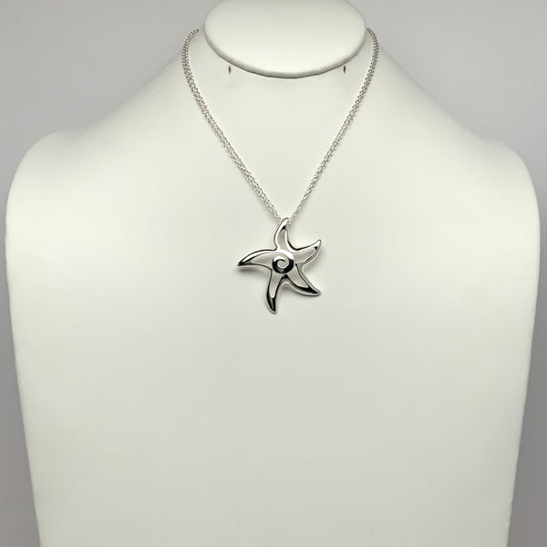 Long Metal Swirl Starfish Necklace