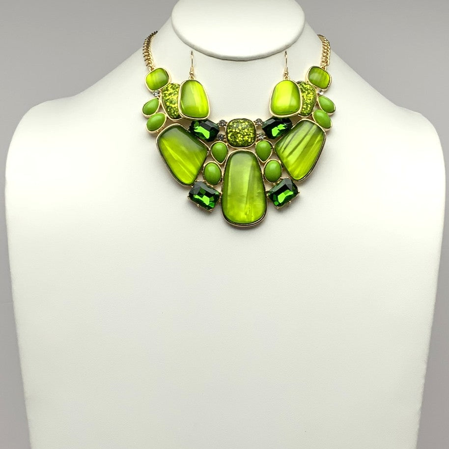 Lucite Crystal Necklace Set