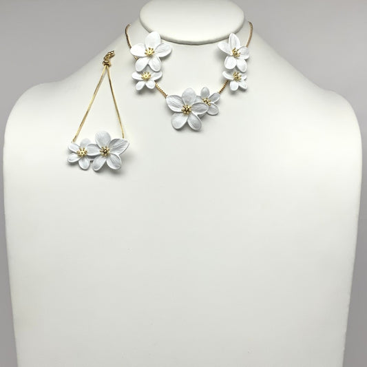 Clay Flower Necklace Set with Bracelet