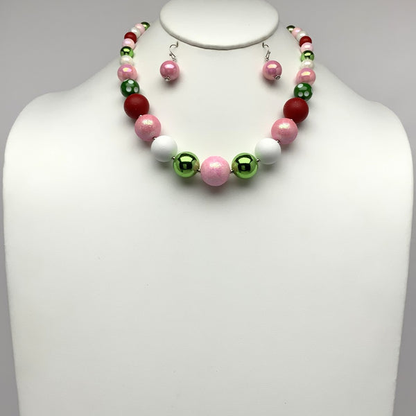 Ornament Bead Glitter Necklace Set