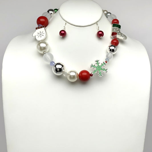 Chunky Ornament Christmas Necklace Set