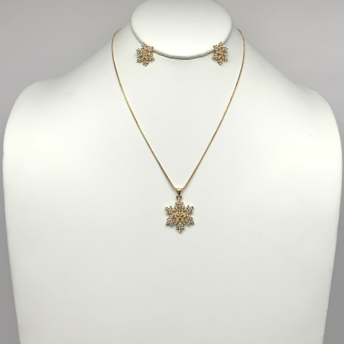 Snowflake Snake Chain Necklace Set