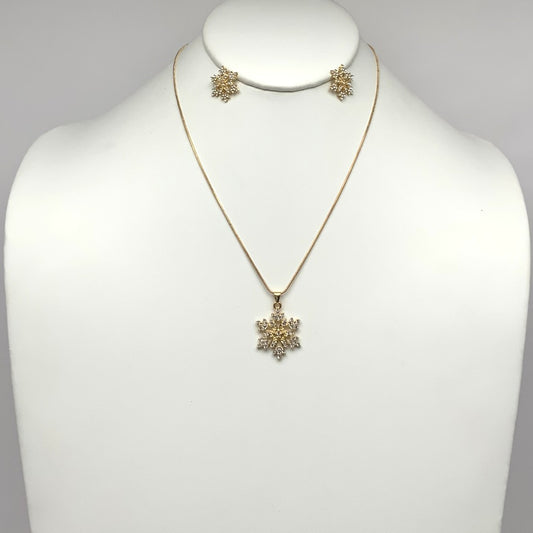 Snowflake Snake Chain Necklace Set