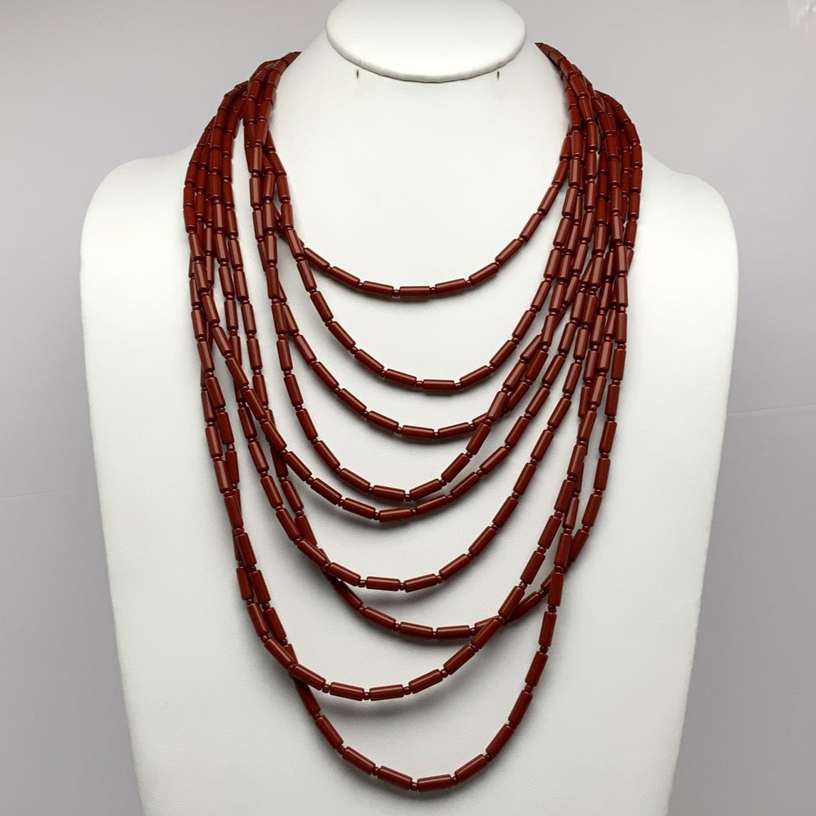Long Multi Strand Lucite Tubes Necklace Set
