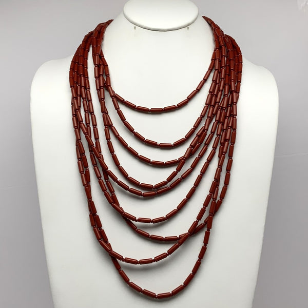 Long Multi Strand Lucite Tubes Necklace Set