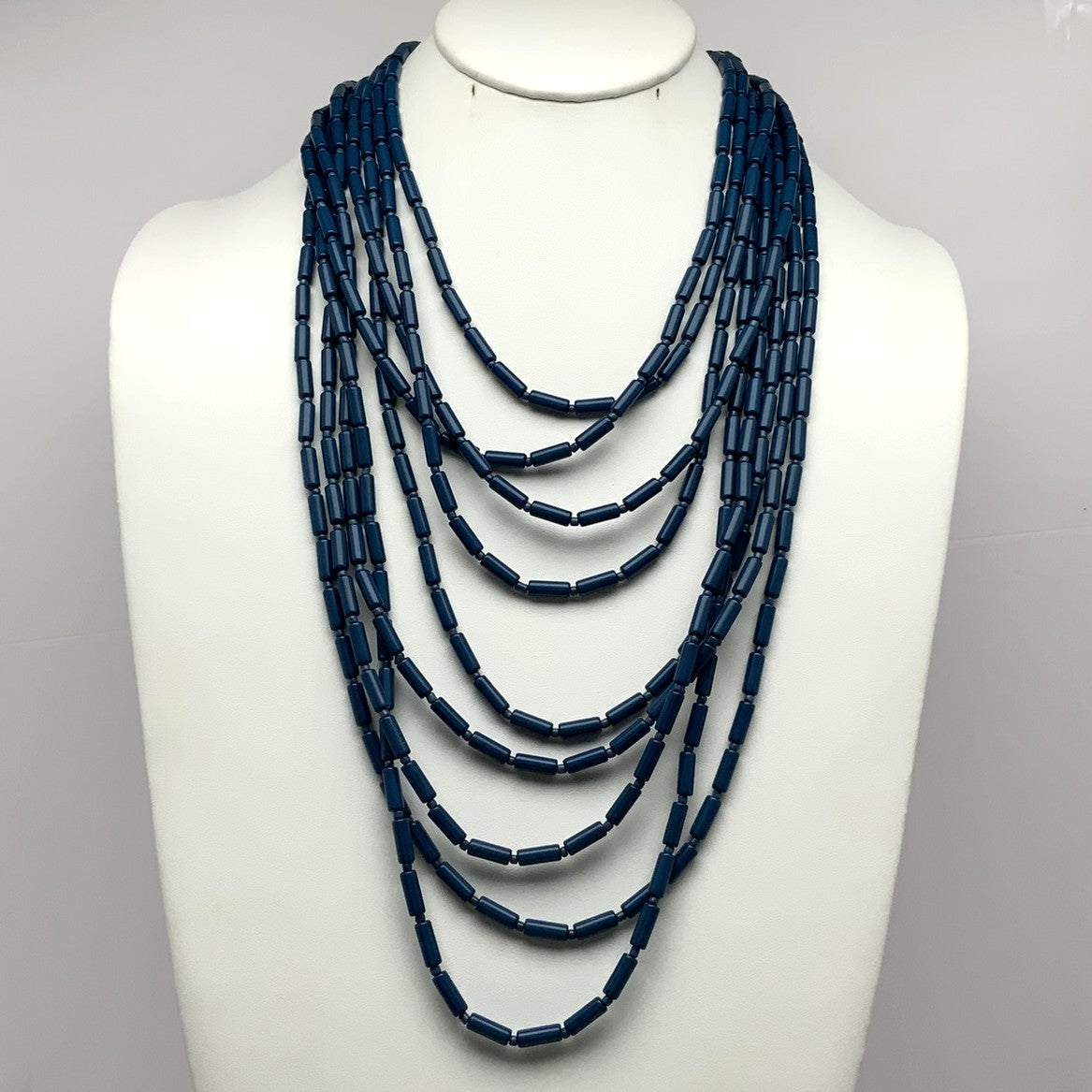 Long Multi Strand Lucite Tubes Necklace Set