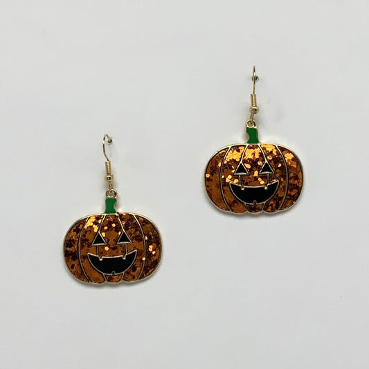 Glitter Jack O Lantern Earrings