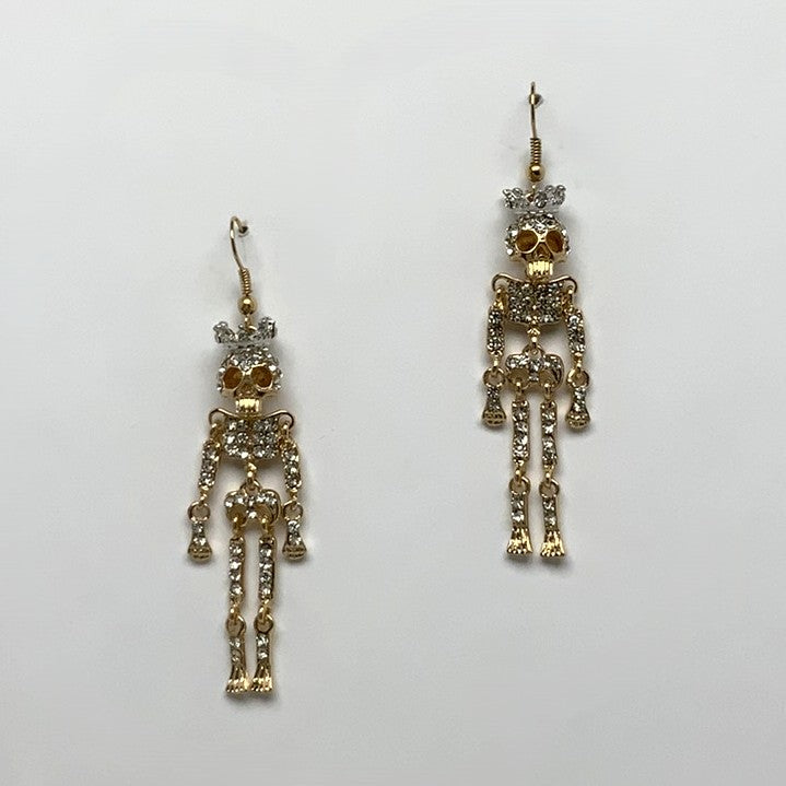 Rhinestone Crusted Skeleton Earring