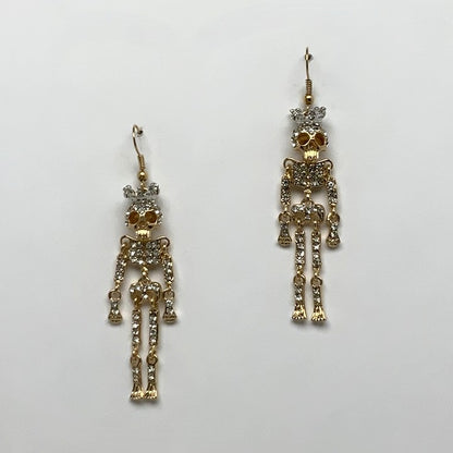 Rhinestone Crusted Skeleton Earring