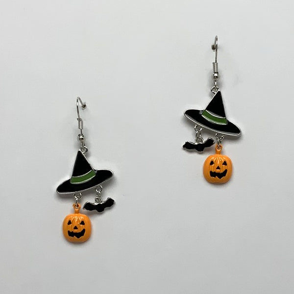 Witch Jack O Lantern Charm Earrings