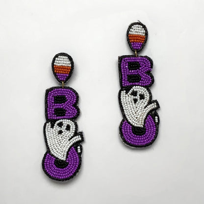 Seed Bead "BOO" Earrings