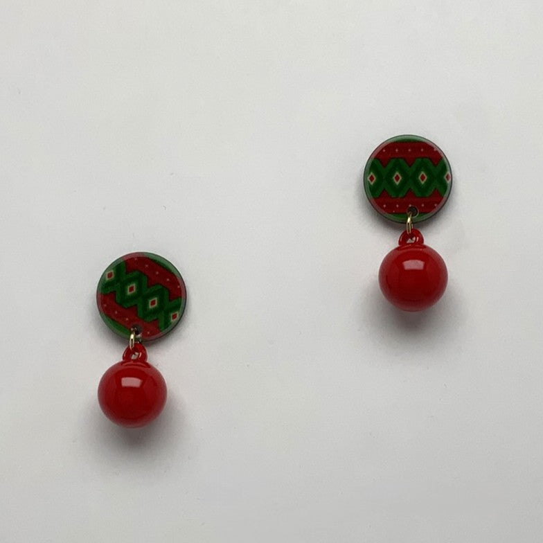 X-mas Button Drop Earrings