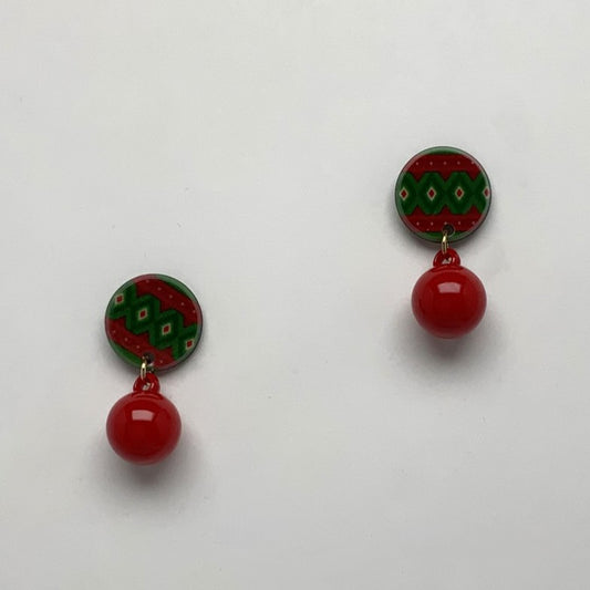 X-mas Button Drop Earrings