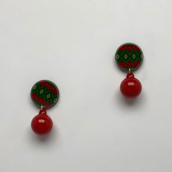 X-mas Button Drop Earrings