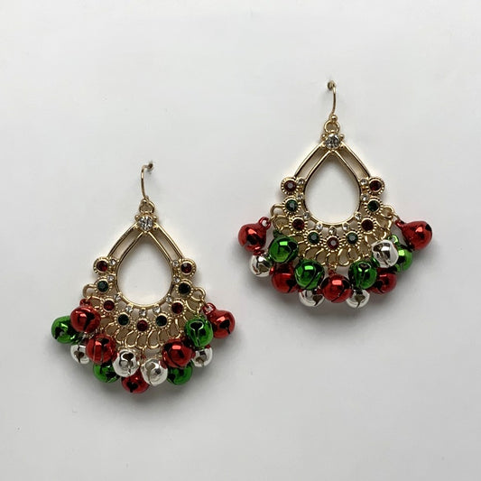 X-mas Teardrop Crystal Bell Earrings