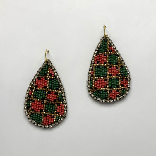 X-mas Beaded Teardrop Earrings