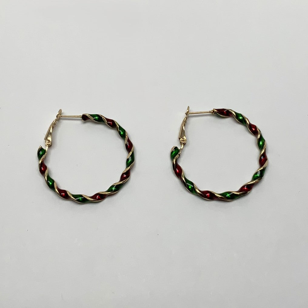 Christmas Twist Hoop Earrings