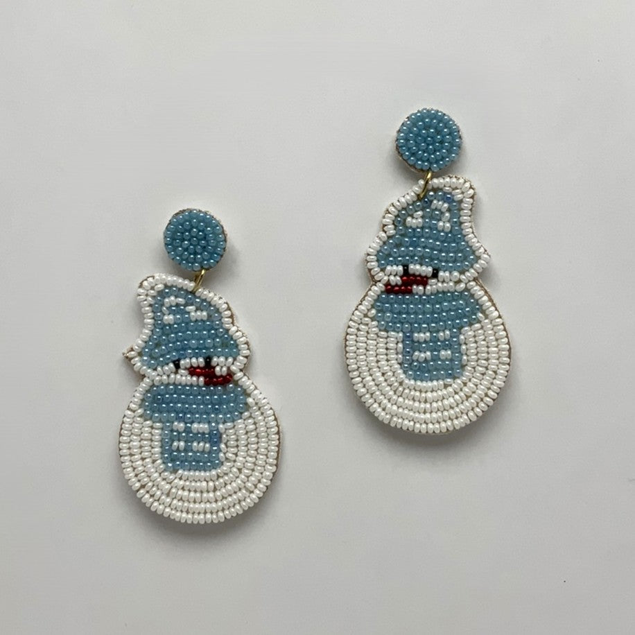 Beaded Snowman Earrings