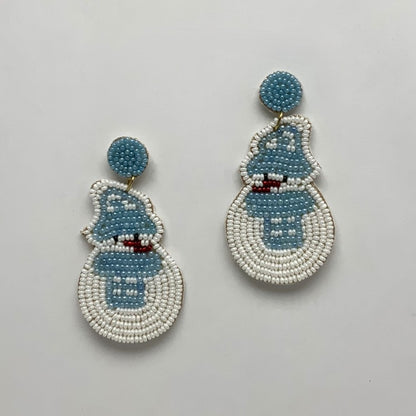 Beaded Snowman Earrings