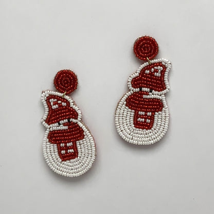 Beaded Snowman Earrings